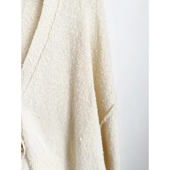 Free People Found My Friend Cardigan Sweater Ivory Boucle Medium - Picture 4 of 6